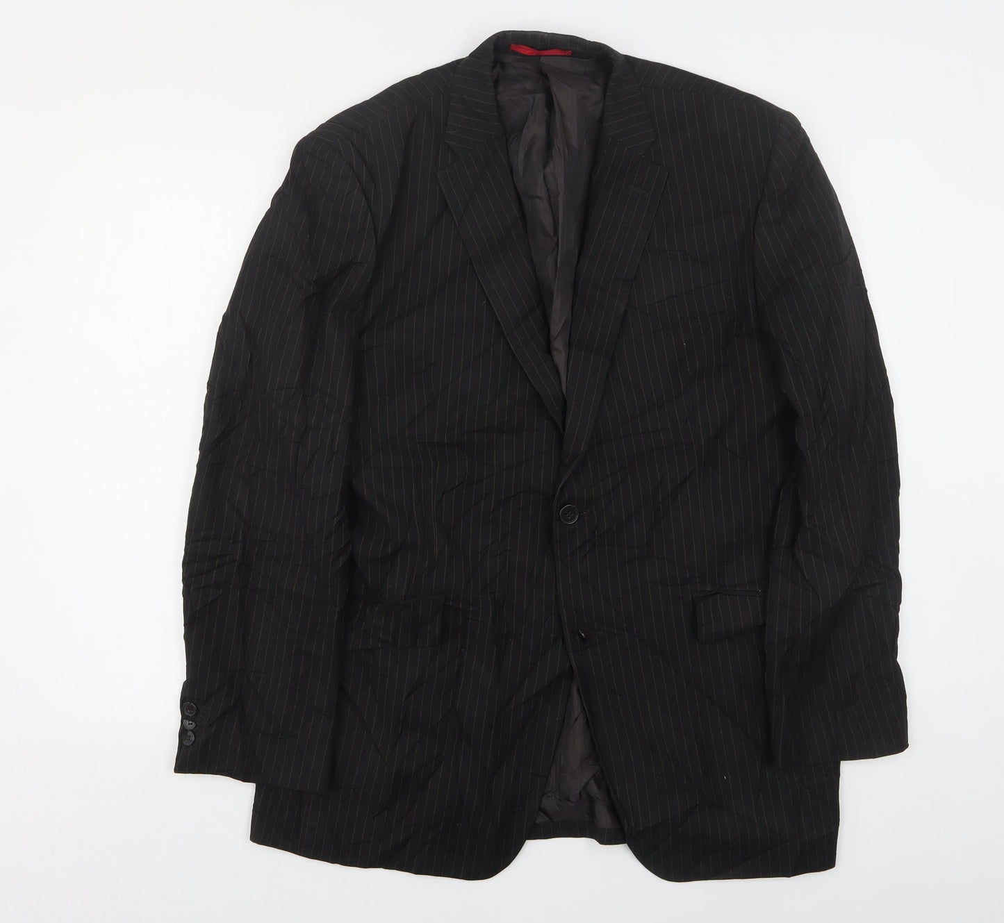 Burton  Mens Black Striped Polyester Jacket Suit Jacket Size 42
