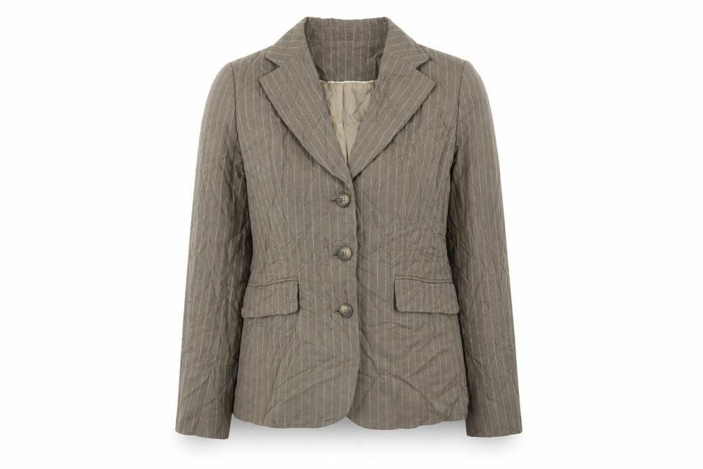 Marks and Spencer Womens Beige Striped Polyester Jacket Suit Jacket Size 8