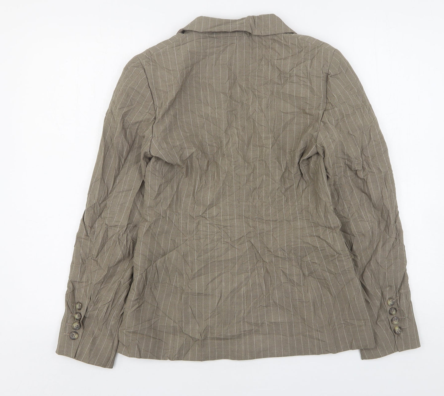 Marks and Spencer Womens Beige Striped Polyester Jacket Suit Jacket Size 8