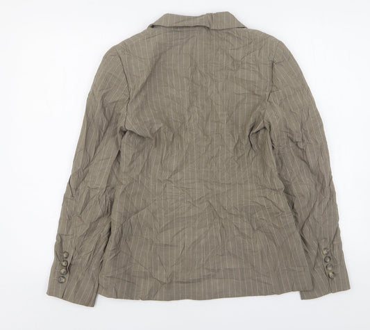 Marks and Spencer Womens Beige Striped Polyester Jacket Suit Jacket Size 8