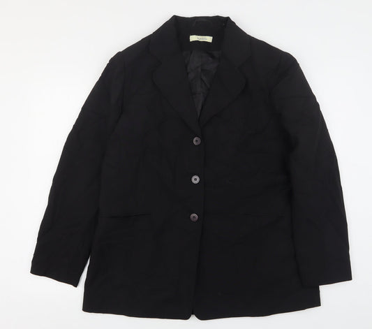 Classics Womens Black  Polyester Jacket Suit Jacket Size 16