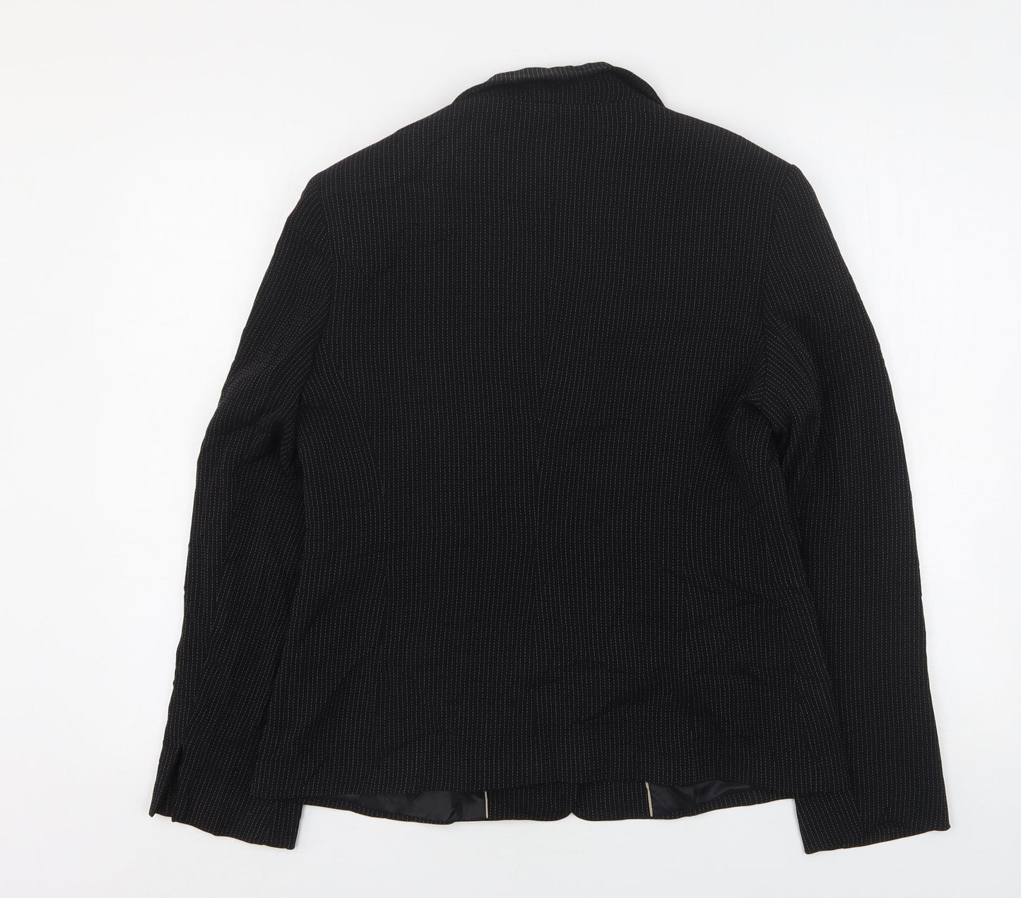 NEXT Womens Black Striped Polyester Jacket Blazer Size 14