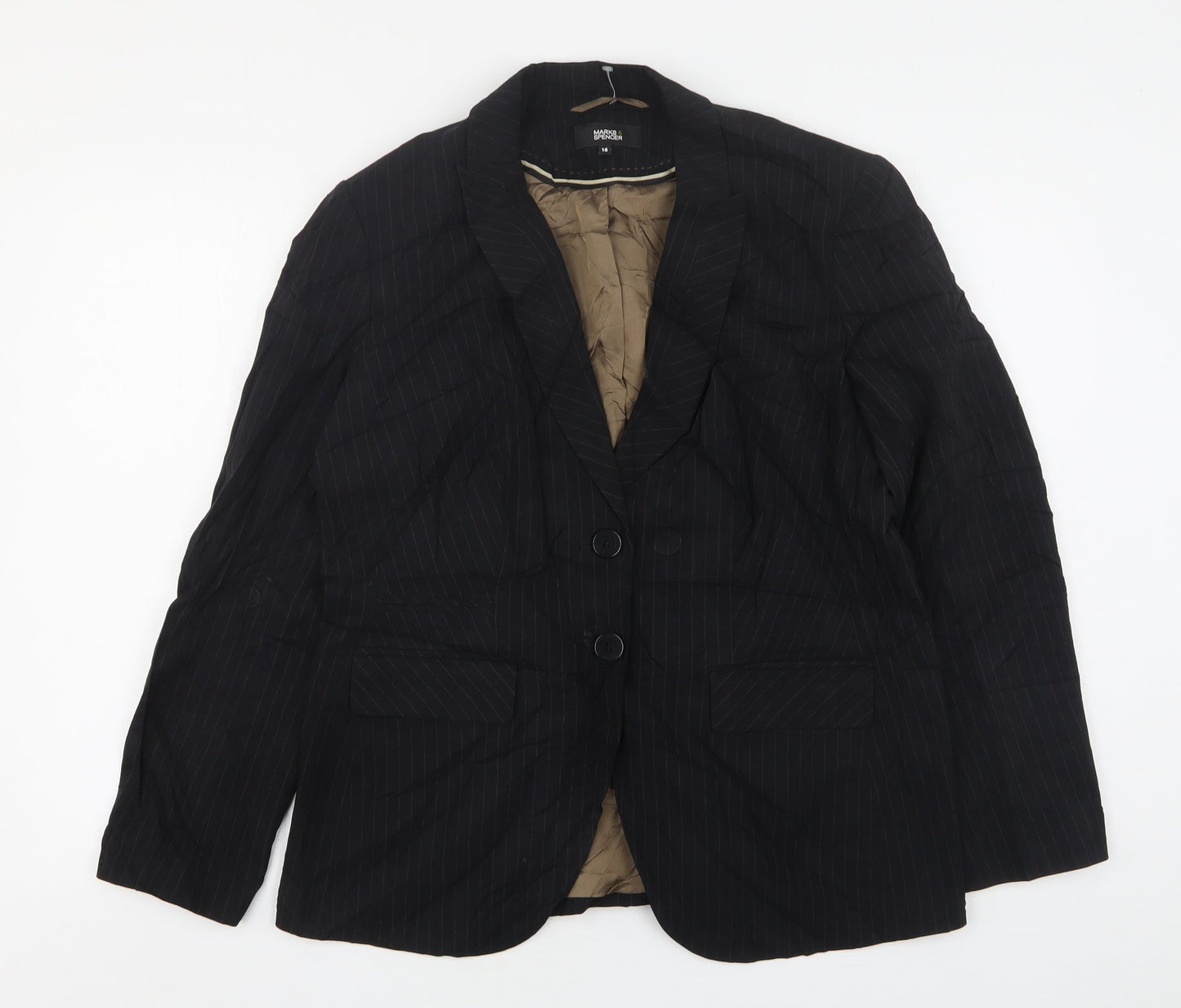 Dorothy Perkins Womens Black Striped Polyester Jacket Suit Jacket Size 16