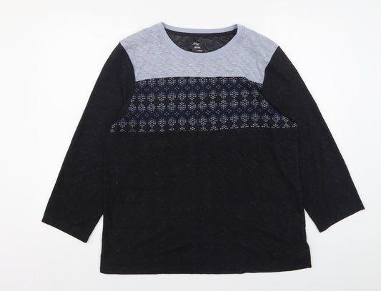 Jockey Mens Blue Round Neck Fair Isle Polyester Pullover Jumper Size M