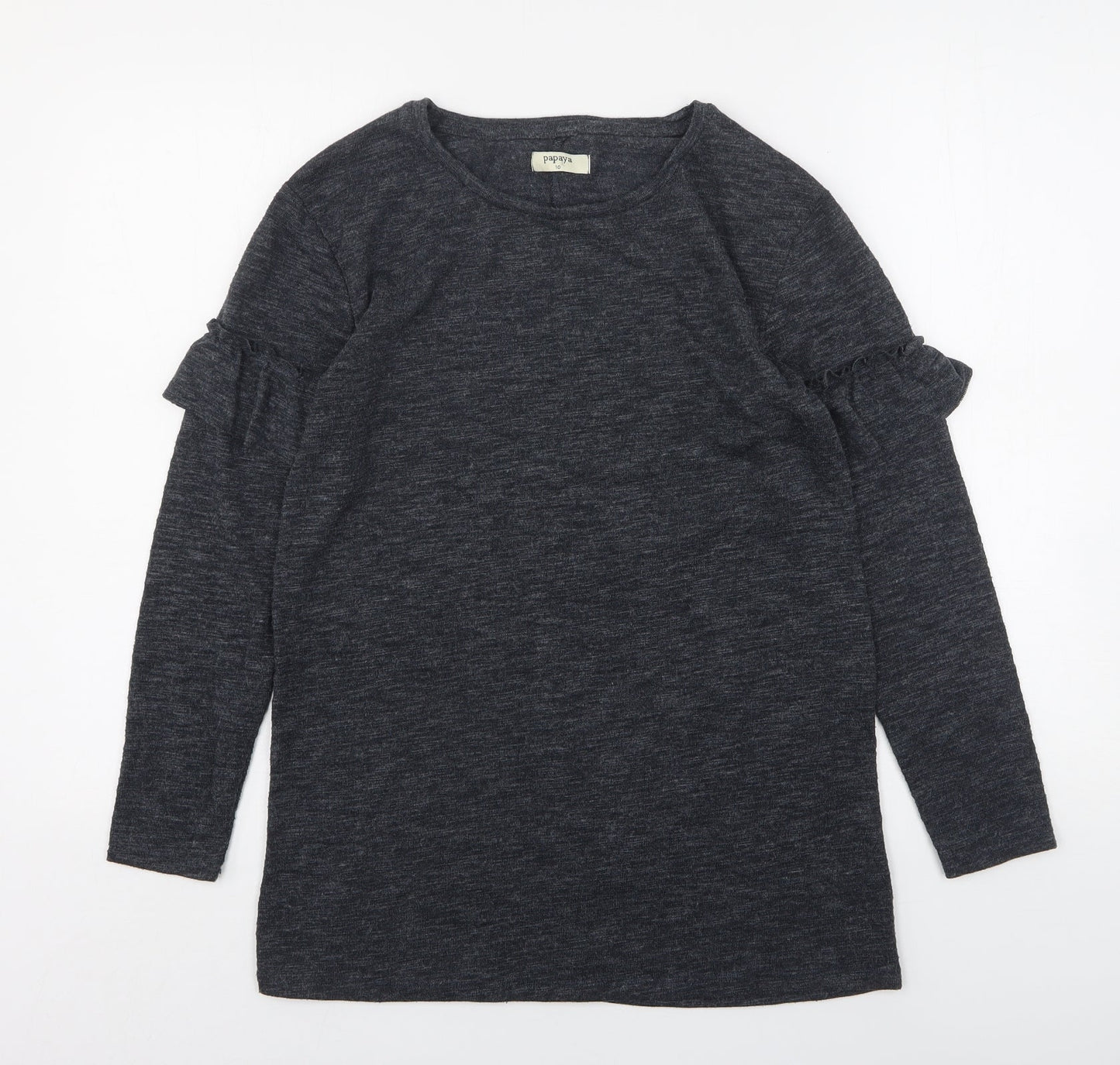 Papaya Womens Grey Round Neck  Polyester Pullover Jumper Size 10