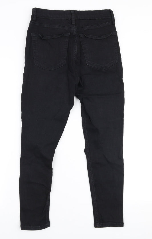 Topshop Womens Black  Cotton Skinny Jeans Size 28 in L30 in Slim Zip