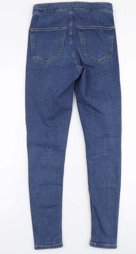 Topshop Womens Blue  Cotton Skinny Jeans Size 28 L32 in Slim Zip