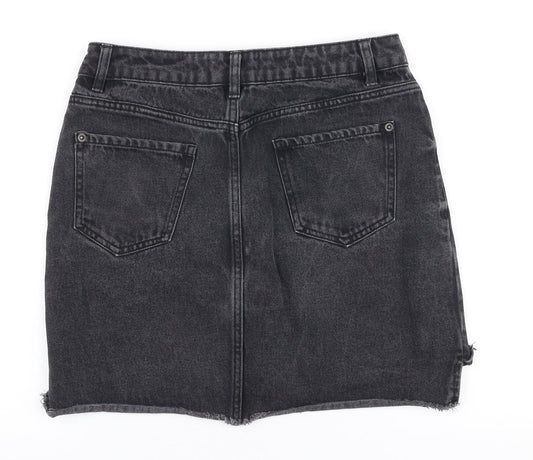 New Look Womens Grey  Polyester A-Line Skirt Size 10   Zip