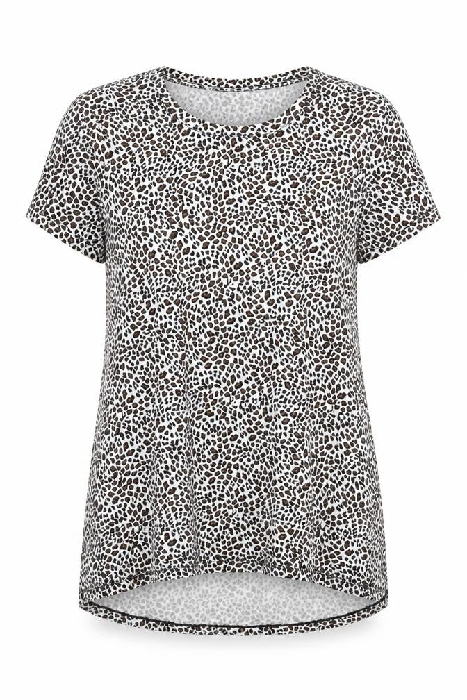 Cuddlduds Womens Multicoloured Animal Print Modal Jersey T-Shirt Size S Round Neck