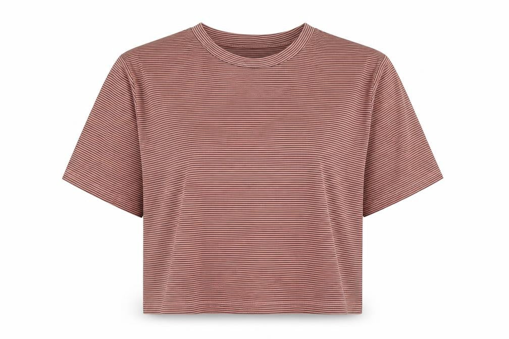 Topshop Womens Pink Striped Polyester  T-Shirt Size 8 Round Neck