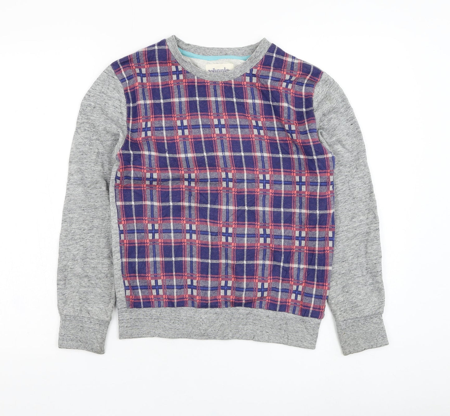 Johnnieb Girls Grey Check Cotton Pullover Sweatshirt Size 11-12 Years  Pullover