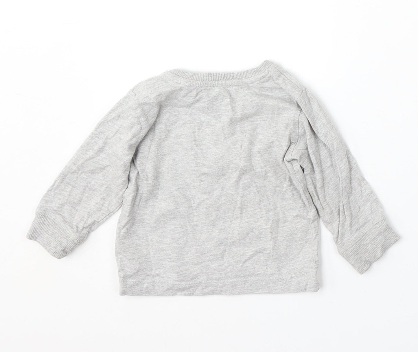 NEXT Boys Grey  Cotton Basic T-Shirt Size 9-12 Months Round Neck