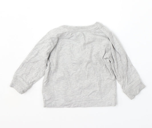 NEXT Boys Grey  Cotton Basic T-Shirt Size 9-12 Months Round Neck