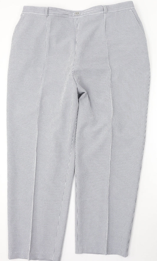 Preworn Womens Blue Check Polyester Trousers  Size 38 L28 in Regular