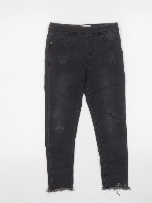 Denim & Co. Girls Grey  Cotton Jegging Jeans Size 6-7 Years  Regular