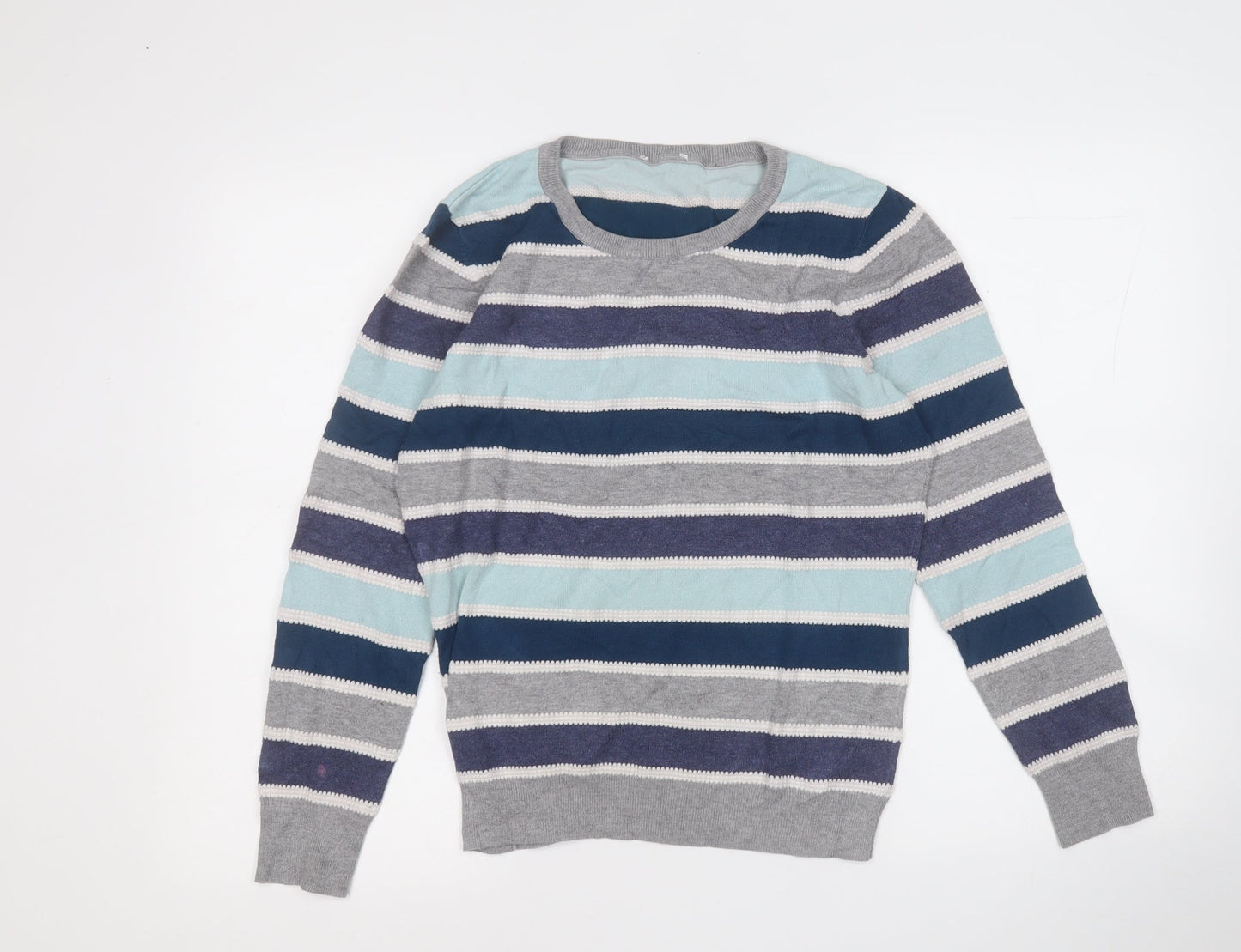 Preworn Womens Multicoloured Round Neck Striped Viscose Pullover Jumper Size L