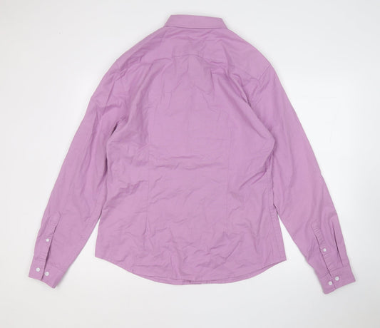 ASOS Mens Purple  Cotton  Button-Up Size L Collared