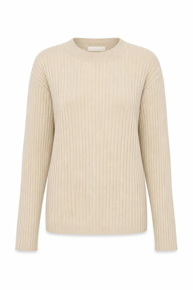 H&M Womens Beige Mock Neck  Acrylic Pullover Jumper Size M