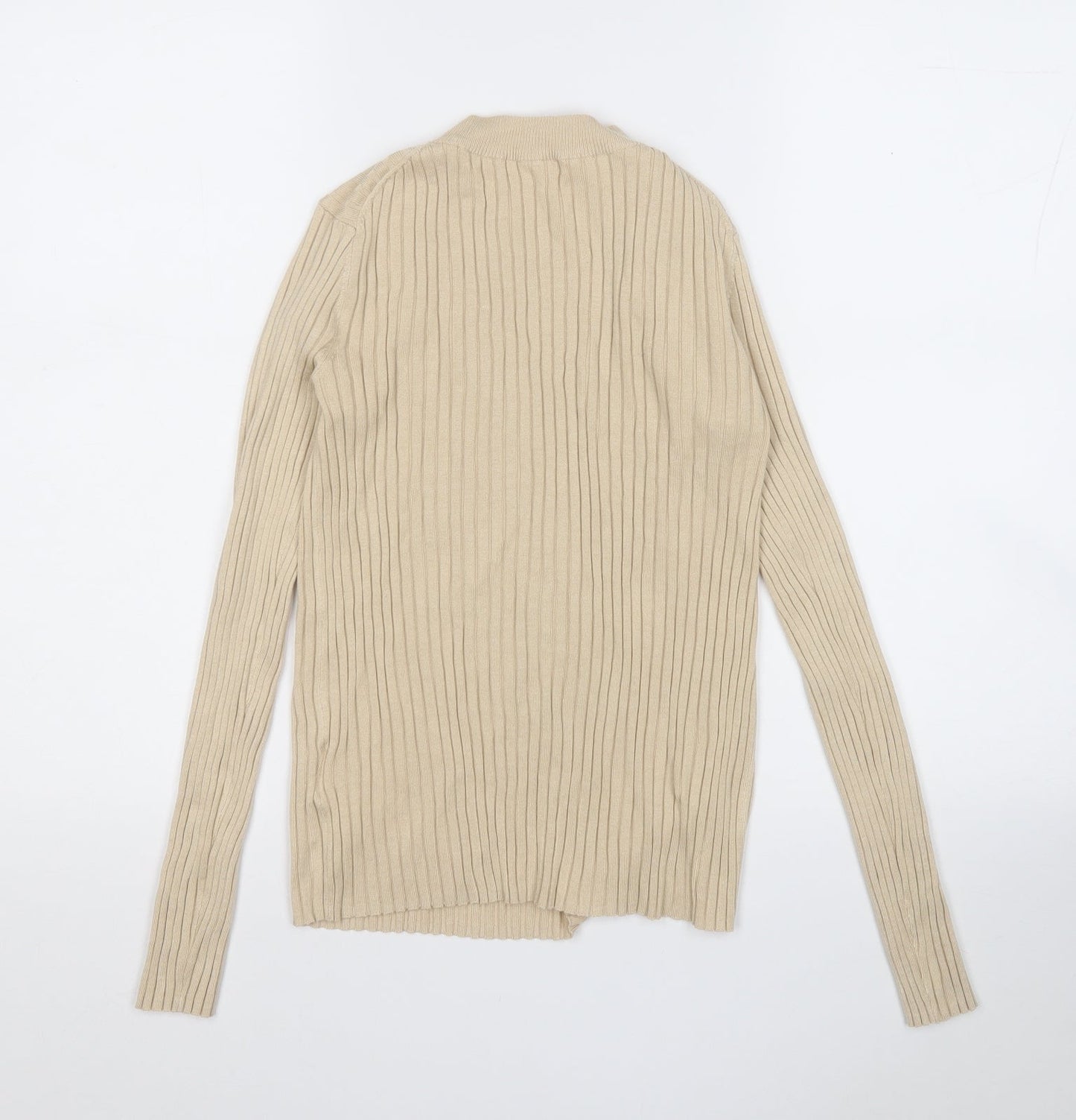 H&M Womens Beige Mock Neck  Acrylic Pullover Jumper Size M