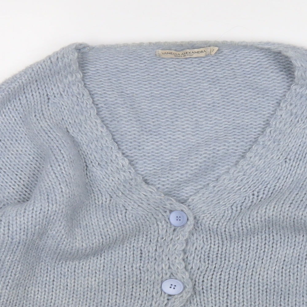 vanessa alexandra  Womens Blue V-Neck  Acrylic Cardigan Jumper Size M