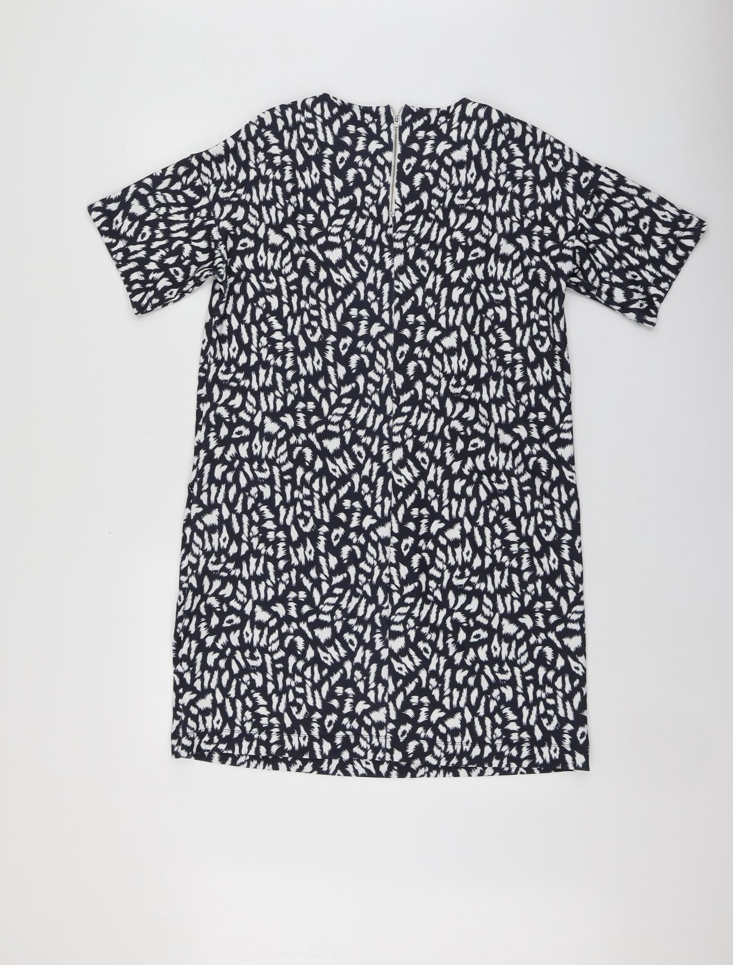 Warehouse Womens Blue Animal Print Polyester A-Line  Size 12  Round Neck