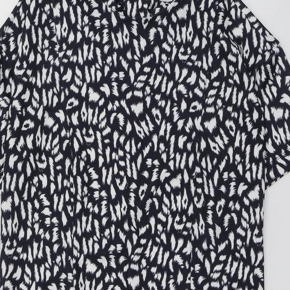 Warehouse Womens Blue Animal Print Polyester A-Line  Size 12  Round Neck