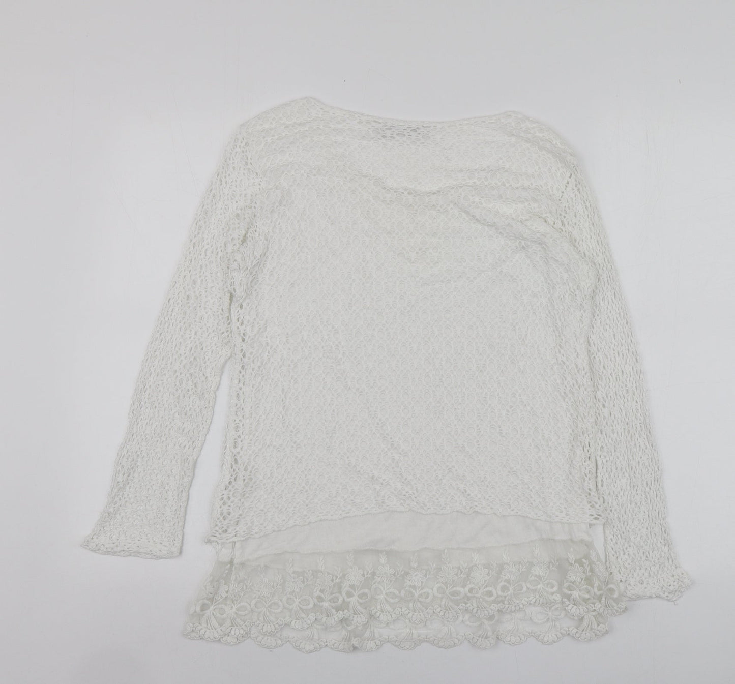 LV Clothhing Womens White  Polyester Basic Blouse Size S Round Neck