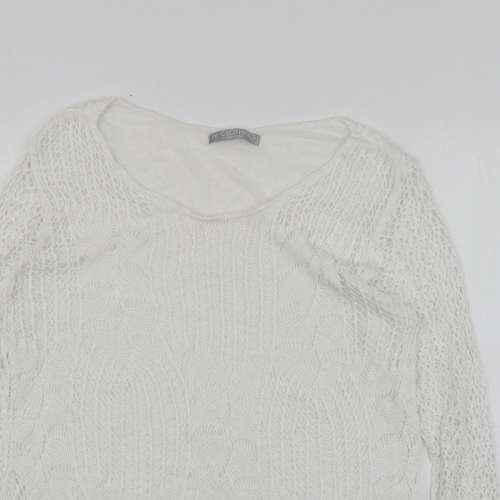 LV Clothhing Womens White  Polyester Basic Blouse Size S Round Neck