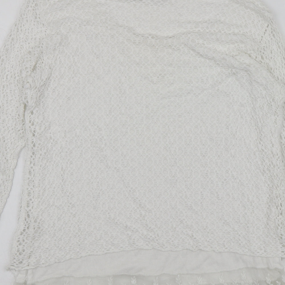 LV Clothhing Womens White  Polyester Basic Blouse Size S Round Neck