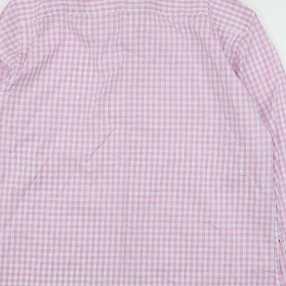 New Haven Mens Pink Check Cotton  Button-Up Size L Collared