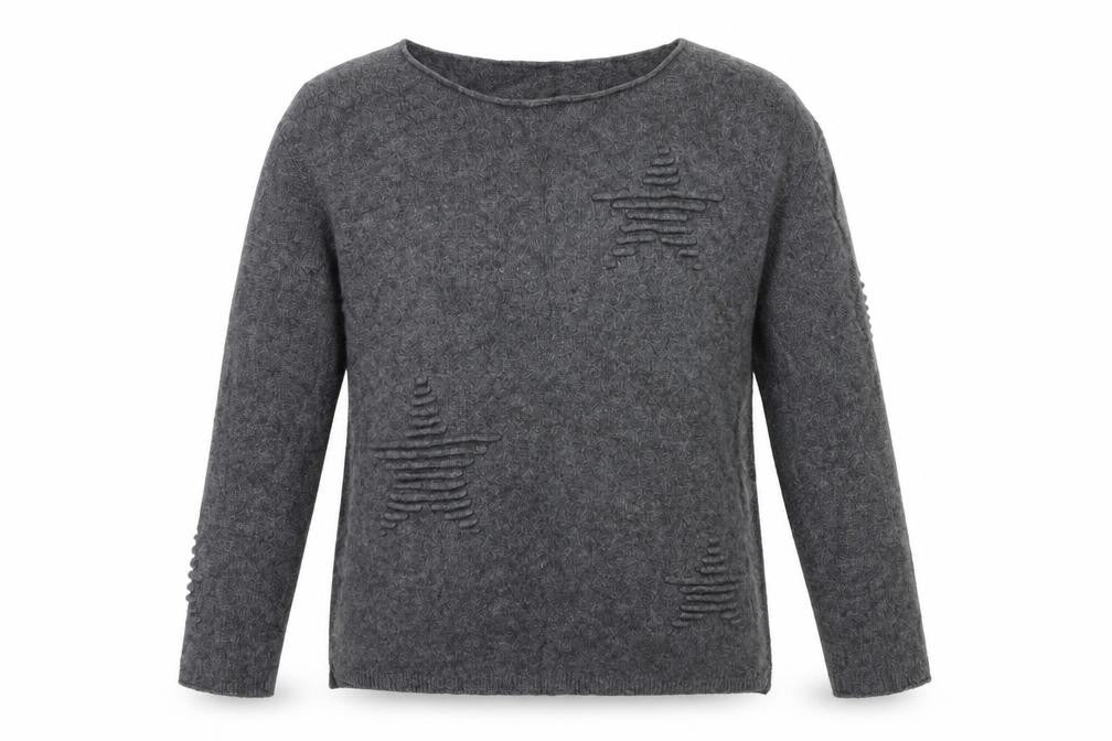 Made in Italy Womens Grey Boat Neck  Viscose Pullover Jumper Size L   - Stars