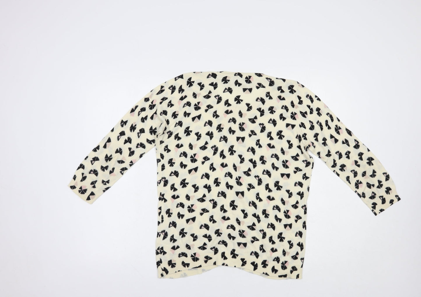 Fenn Wright Manson Womens Ivory Scoop Neck Geometric Cotton Cardigan Jumper Size L