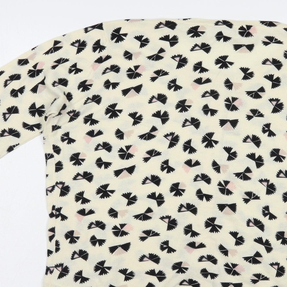 Fenn Wright Manson Womens Ivory Scoop Neck Geometric Cotton Cardigan Jumper Size L