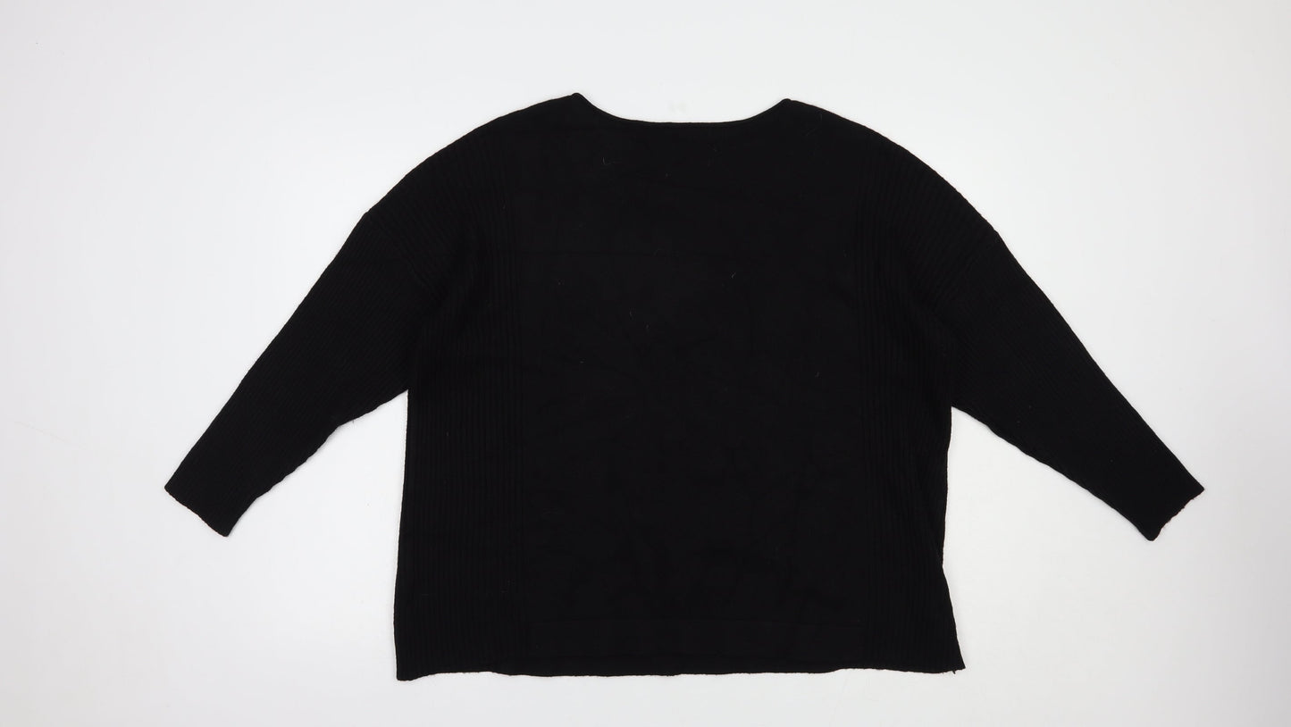 Preworn Womens Black Boat Neck  Viscose Pullover Jumper Size L