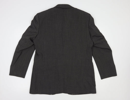 Jonathan Adams Mens Grey Striped Polyester Jacket Blazer Size 40