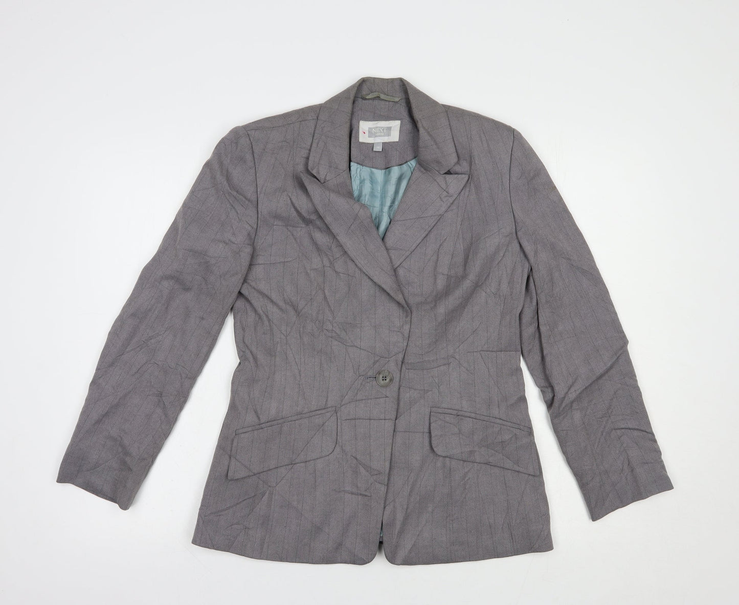 NEXT Womens Grey Striped  Jacket Blazer Size 10  Button