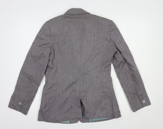 NEXT Womens Grey Striped  Jacket Blazer Size 10  Button