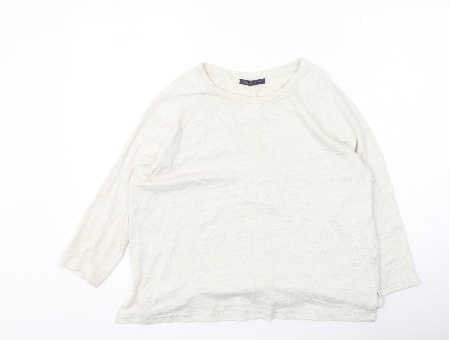 Marks and Spencer Womens Beige Round Neck  Cotton Pullover Jumper Size 12