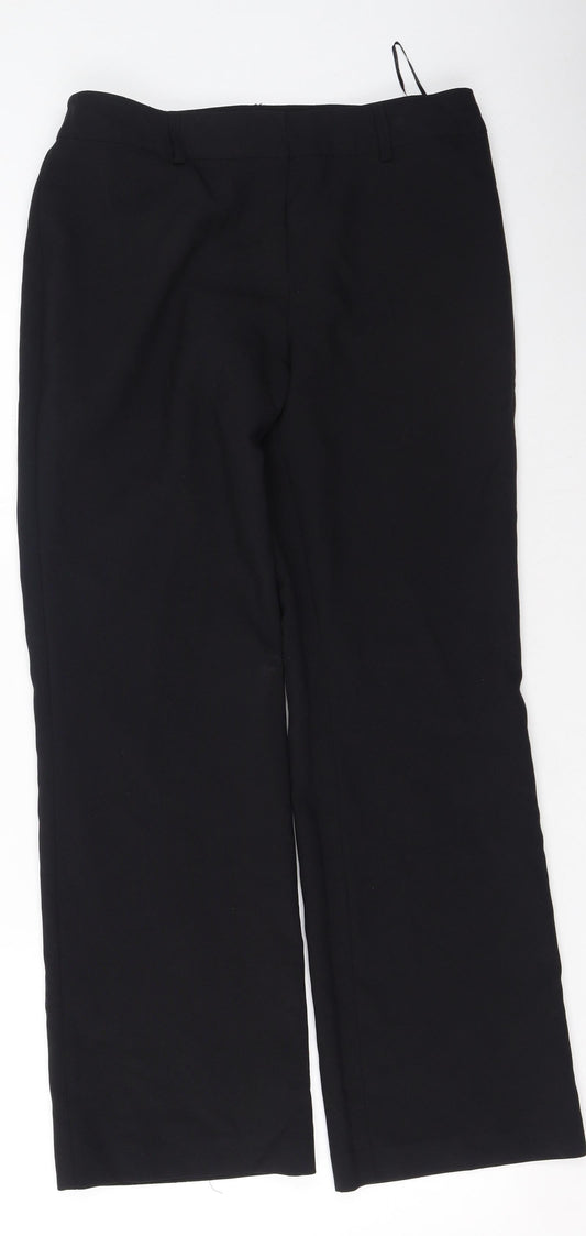 Papaya Womens Black  Polyester Trousers  Size 10 L25 in Regular