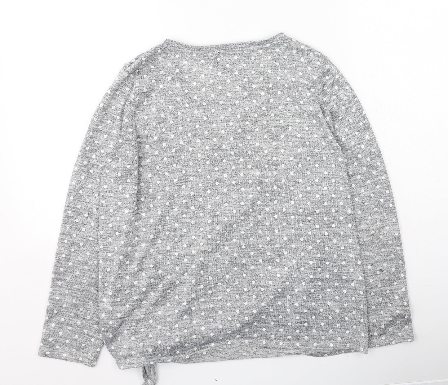 Preworn Womens Grey Round Neck Polka Dot Polyester Pullover Jumper Size M