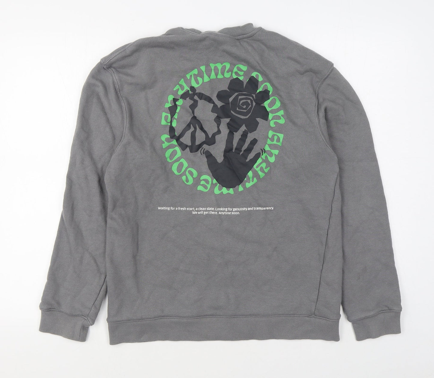 H&M Mens Grey  Cotton Pullover Sweatshirt Size S