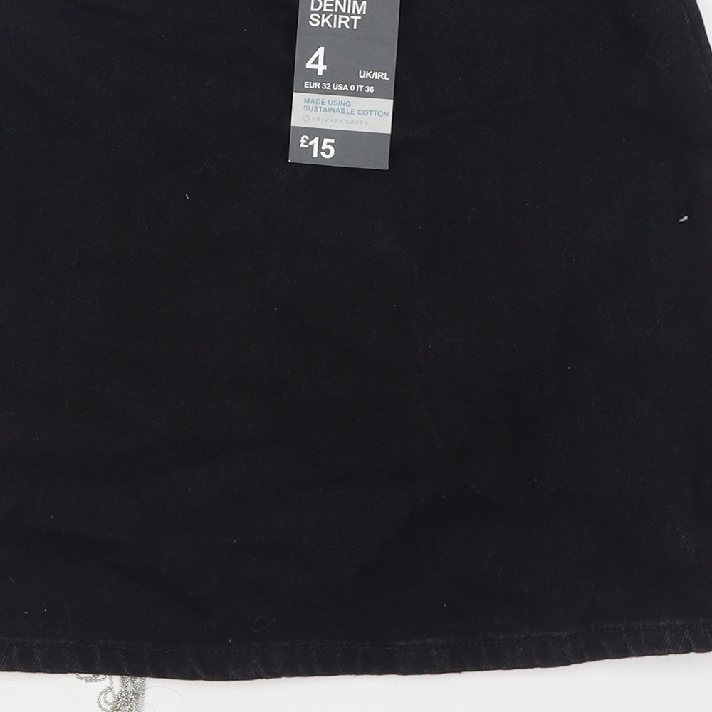 Denim & Co. Womens Black  Cotton Mini Skirt Size 6   Zip