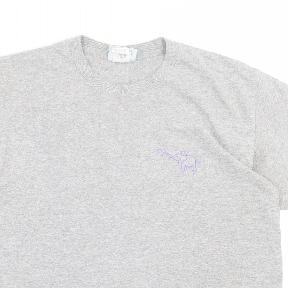 Emma Warren Womens Grey  Cotton Basic T-Shirt Size M Crew Neck