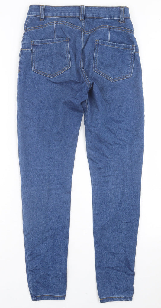 Denim & Co. Womens Blue  Cotton Skinny Jeans Size 10 L30 in Regular Button