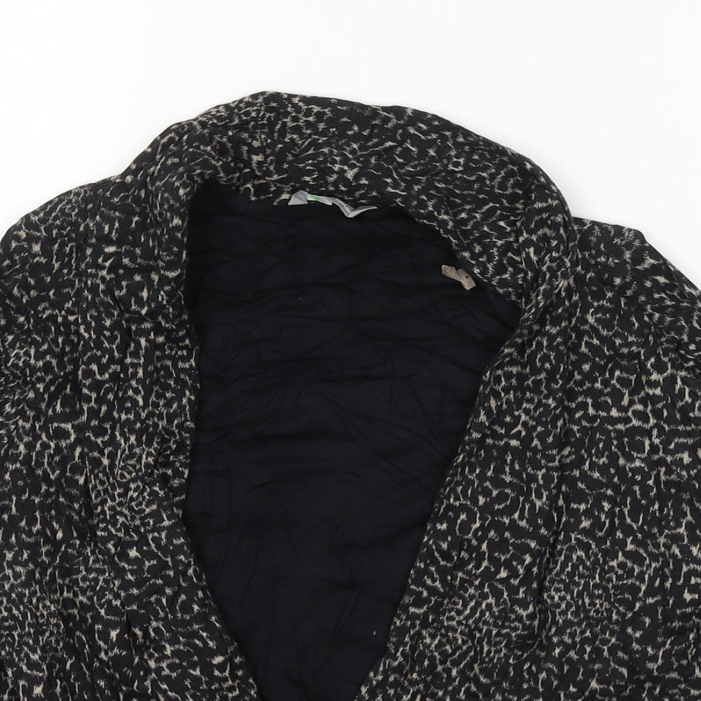 Marks and Spencer Womens Black Animal Print Viscose Basic Blouse Size 8 V-Neck