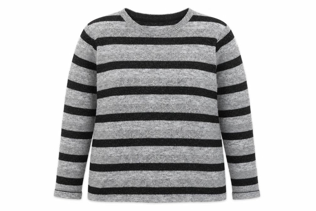 Marks and Spencer Womens Grey Round Neck Striped Polyester Pullover Jumper Size 16