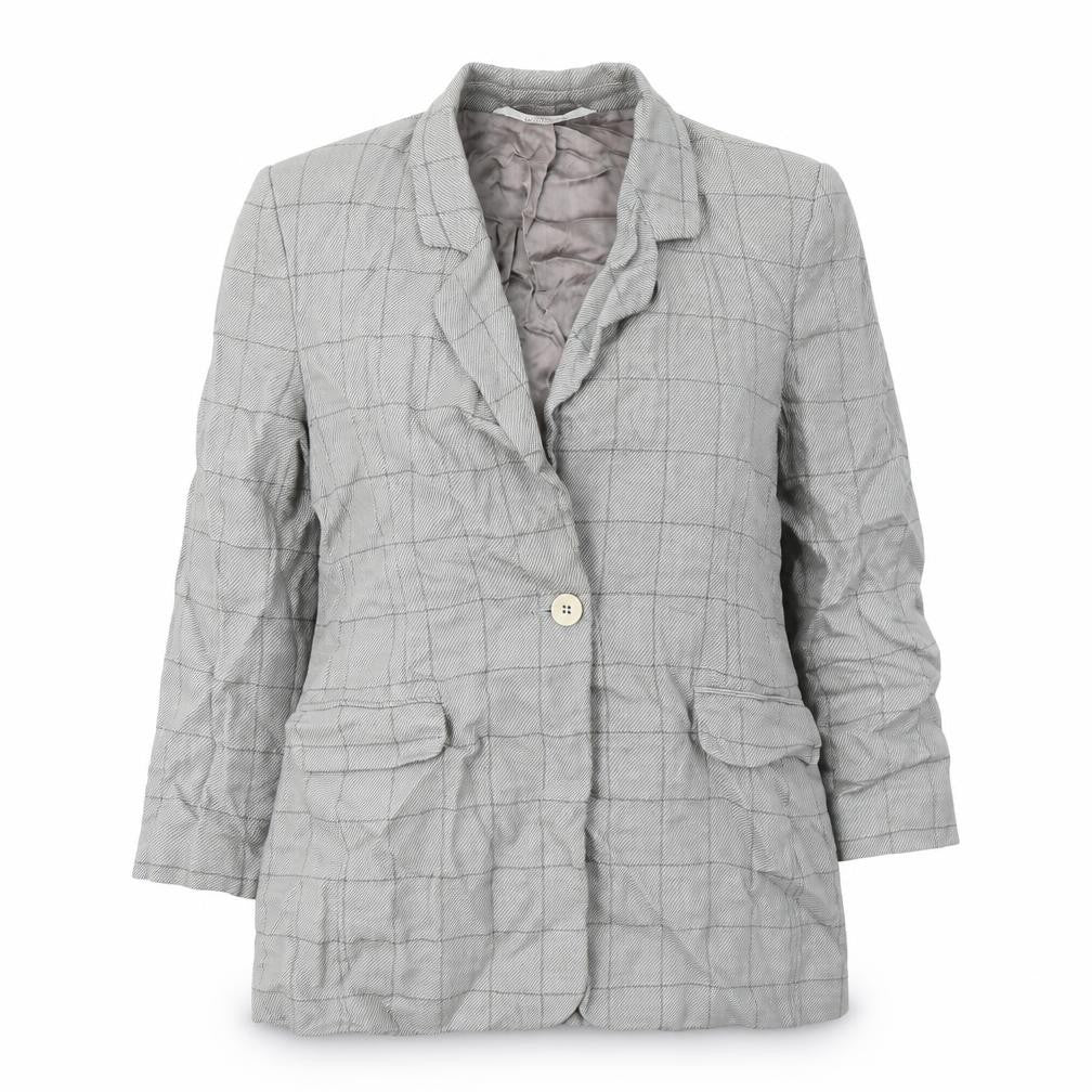 Marks and Spencer Womens Grey Geometric Wool Jacket Blazer Size 16