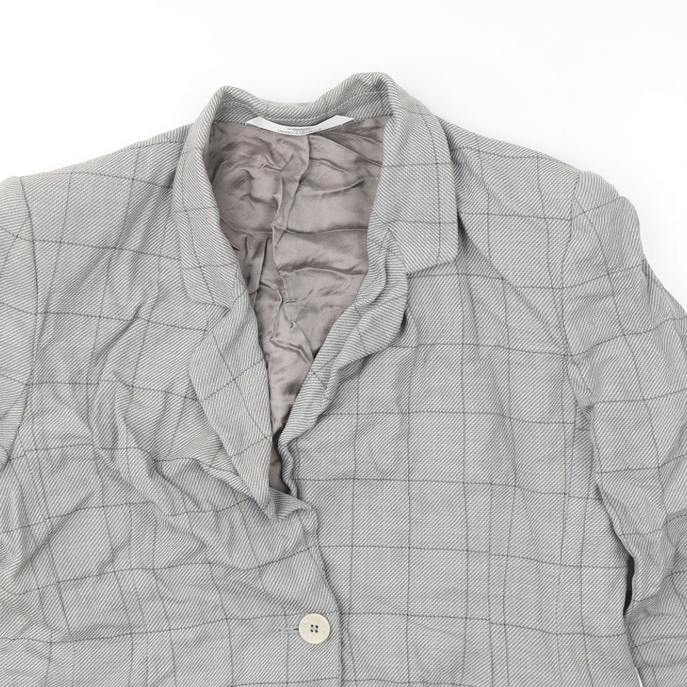 Marks and Spencer Womens Grey Geometric Wool Jacket Blazer Size 16