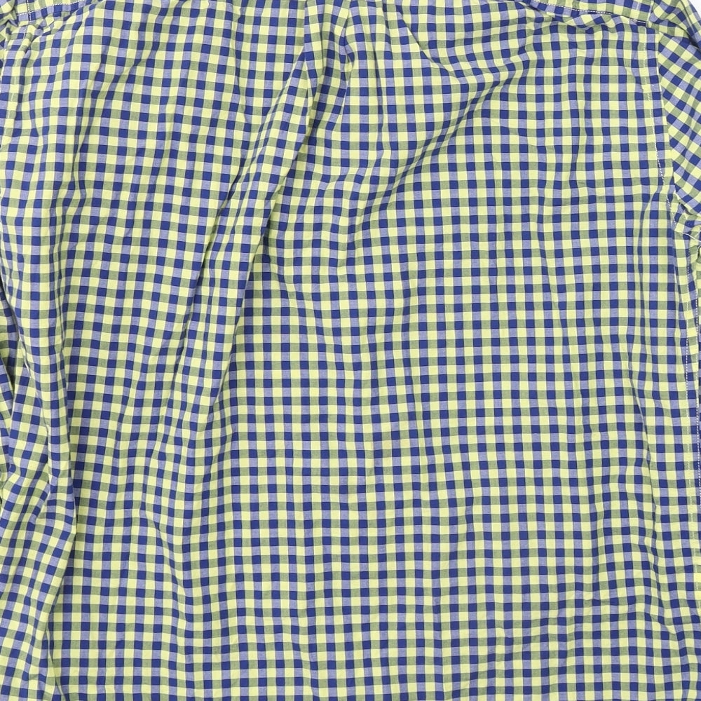 Mango Mens Blue Plaid Cotton  Button-Up Size S Collared Button