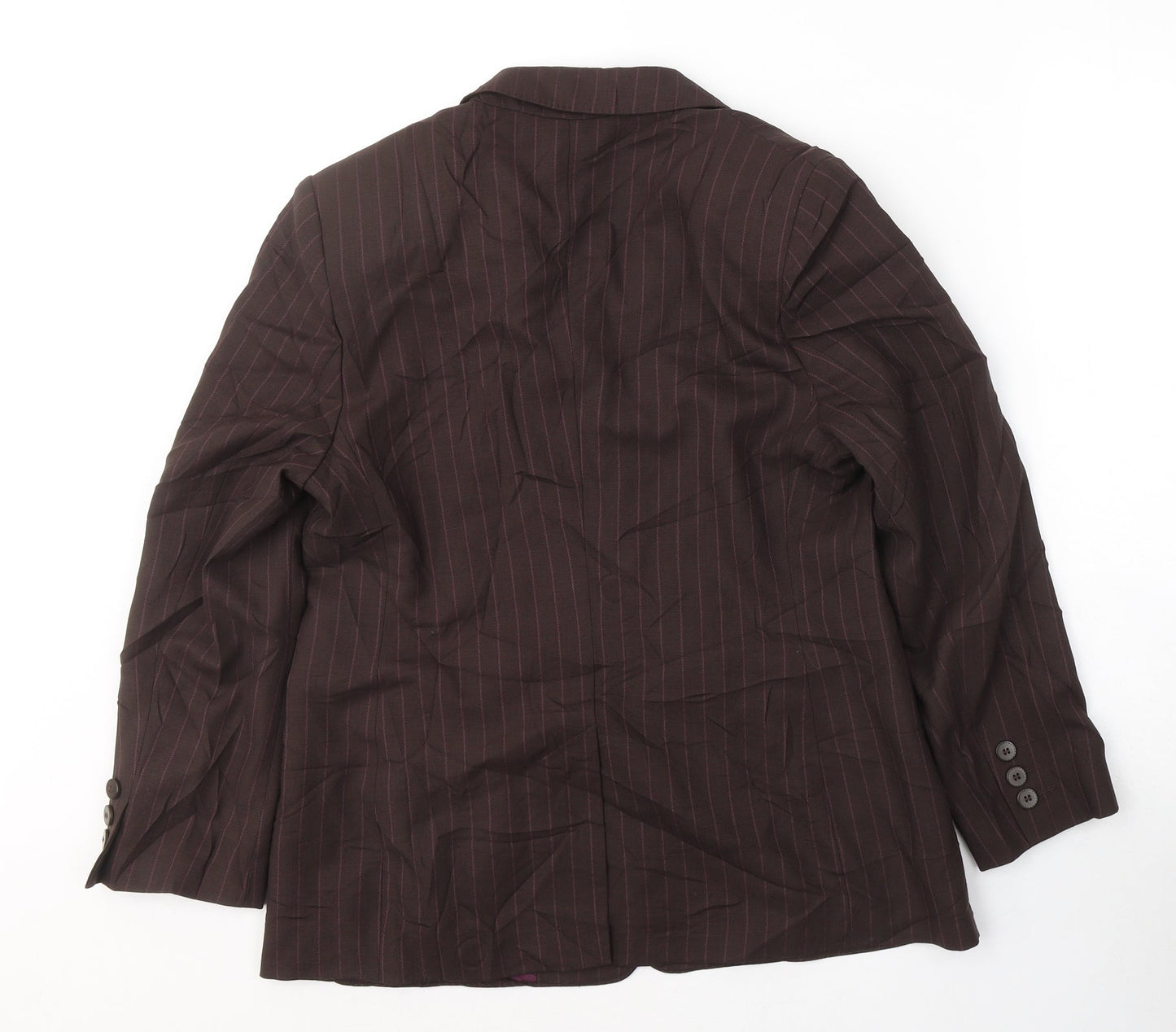 Marks and Spencer Womens Brown Striped Wool Jacket Suit Jacket Size 12